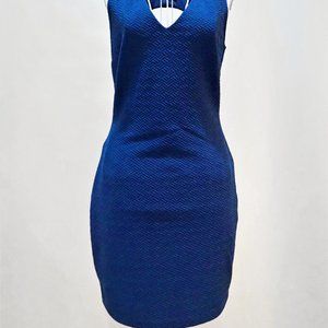 Astr Blue A Line Stretchy Mini Dress Cross Back S